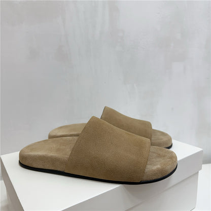 2025 New Women’s Suede Slide Sandals – Casual Half Mules Outdoor Flat Slippers
