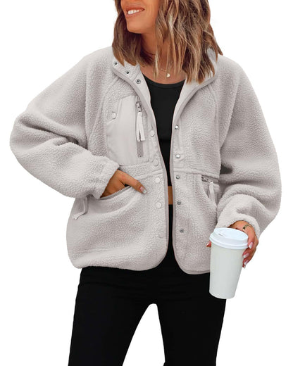 Women’s Fleece Jacket | Fall Winter Pullover Sweatshirt Coat for Casual & Sporty Wear