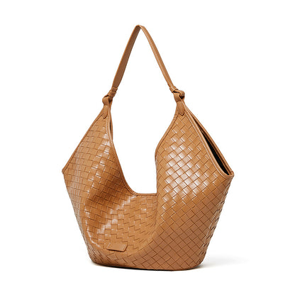 2025 New Women’s Large Capacity Tote Bag – Fashion Cowhide Woven Texture Shoulder Handbag for Work & School
