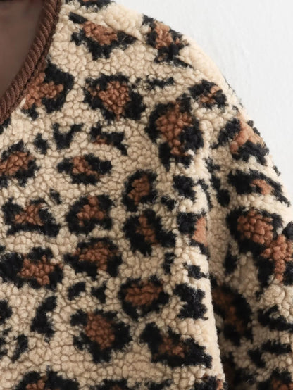 Women’s Autumn Winter Leopard Print Jacket | Casual Loose Fit Long Sleeve Outerwear