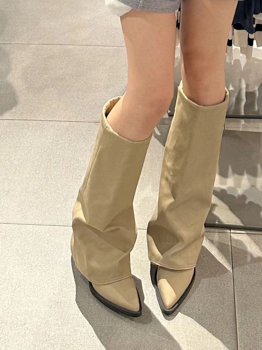 Sheepskin Leather Knee-High Boots | Chunky Heel, Wide Calf, Thick Sole, and Riding Boots Style