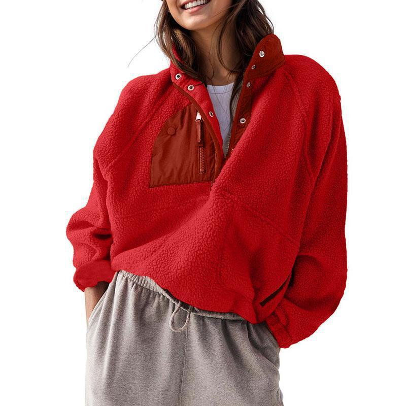 Women’s Lightweight Fleece Pullover Jacket | Short Casual Autumn Coat