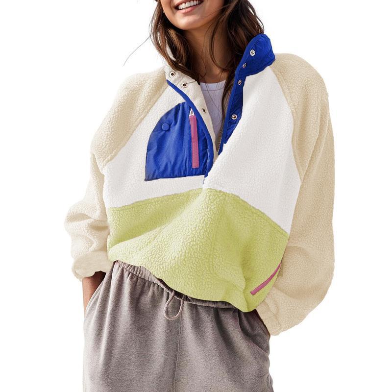 Women’s Lightweight Fleece Pullover Jacket | Short Casual Autumn Coat