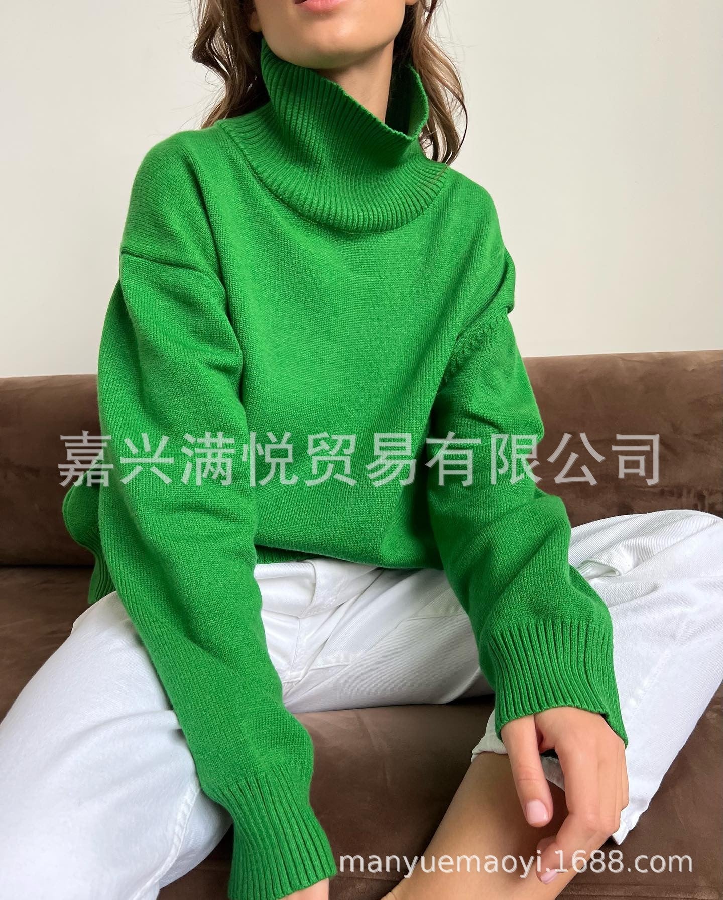 Thick Knit High Neck Sweater for Women | Fall & Winter Loose Fit Pullover