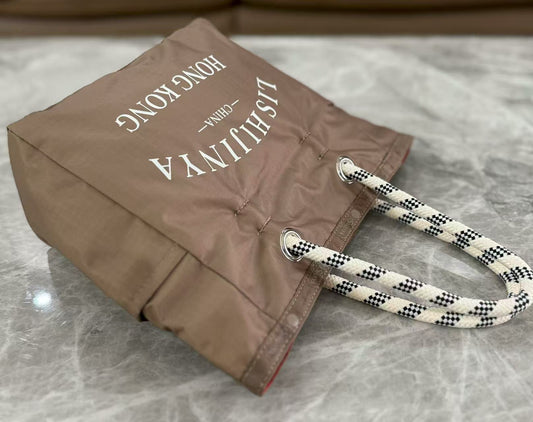 Handbag female letter printing nylon handbag small tote bag tote bag 1114 outer brown inner orange