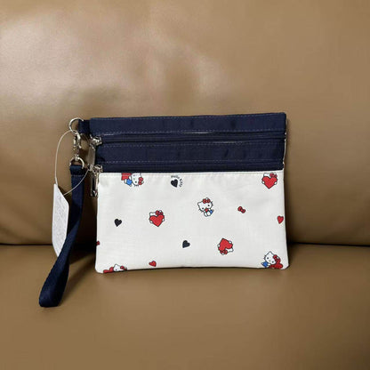 Women's hand rope, hand bag, two zippers, cosmetic bag, change bag, mobile phone bag.