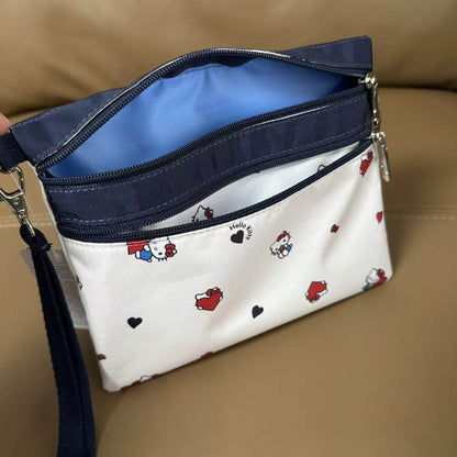 Women's hand rope, hand bag, two zippers, cosmetic bag, change bag, mobile phone bag.