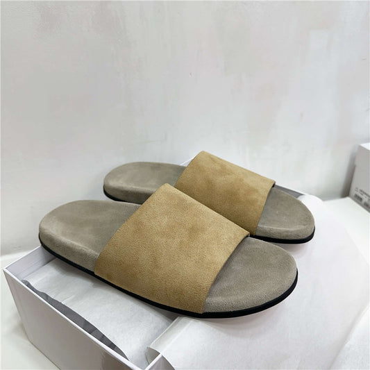2025 New Women’s Suede Slide Sandals – Casual Half Mules Outdoor Flat Slippers