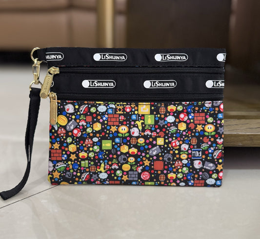 Women's hand rope, hand bag, two zippers, cosmetic bag, change bag, mobile phone bag.