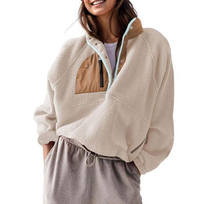 Women’s Lightweight Fleece Pullover Jacket | Short Casual Autumn Coat