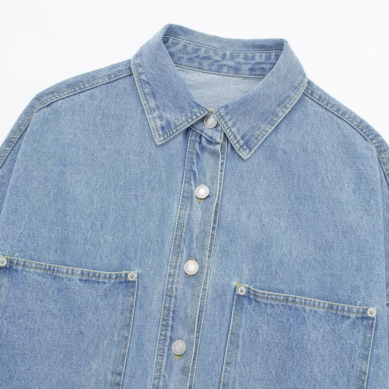 Women’s New Denim Shirt Jacket – Long Sleeve Turn-Down Collar Outerwear, Fashionable