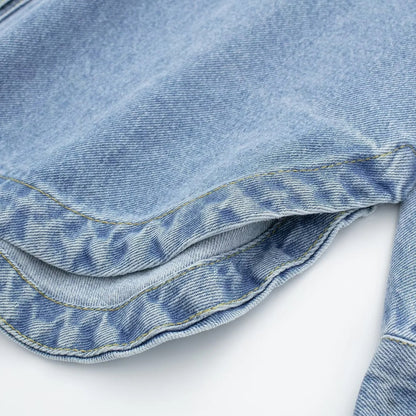 Women’s New Denim Shirt Jacket – Long Sleeve Turn-Down Collar Outerwear, Fashionable