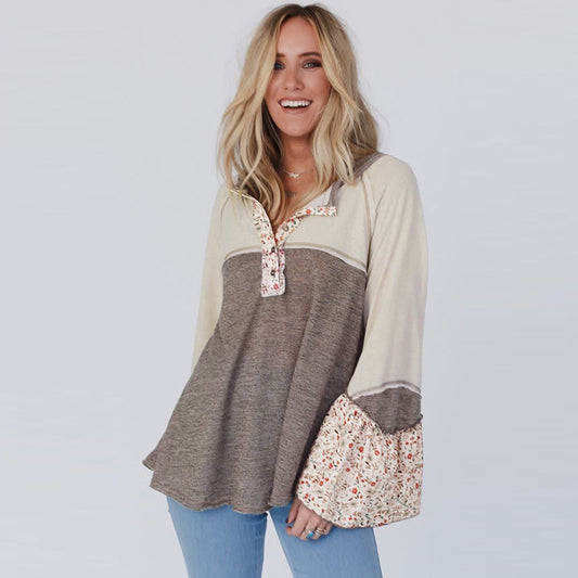 Fall New Women’s Sweatshirt – Casual Loose Pullover Long Sleeve Top with Multi-Color Print