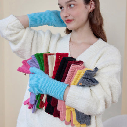 Women’s Wool Blend Detachable Knitted Gloves – Winter Warm Fingerless & Full-Finger Two-Way Touchscreen Gloves