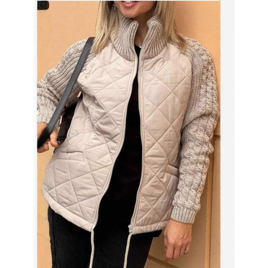 Autumn Winter 2025 Women’s Fashion Zip-Up Cardigan – Long Sleeve Stand Collar Cotton Jacket