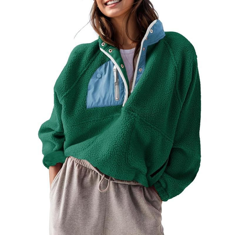 Women’s Lightweight Fleece Pullover Jacket | Short Casual Autumn Coat