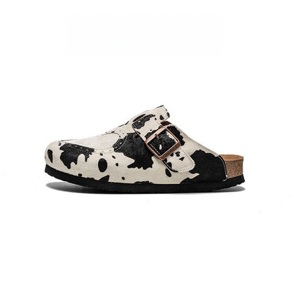 Women’s Fur Birkens Style Mules – Heart Design Flat Slip-On Loafers, Casual Outdoor Shoes