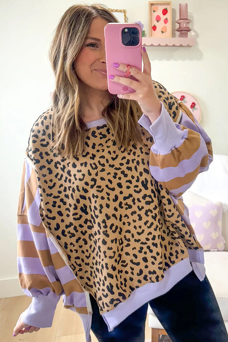 New Women’s Pullover Sweatshirt | Trendy Leopard Print Long Sleeve Top