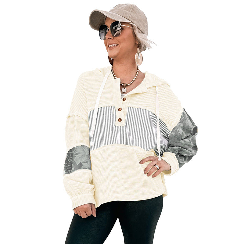 2025 Autumn New Arrival | Women’s Drawstring Hooded Sweatshirt – Trendy Graphic Print, Loose Fit, Long-Sleeve Pullover