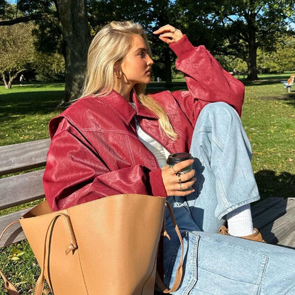 Women’s Retro Loose-Fit Jacket – Autumn Winter Fashionable American Style Outerwear