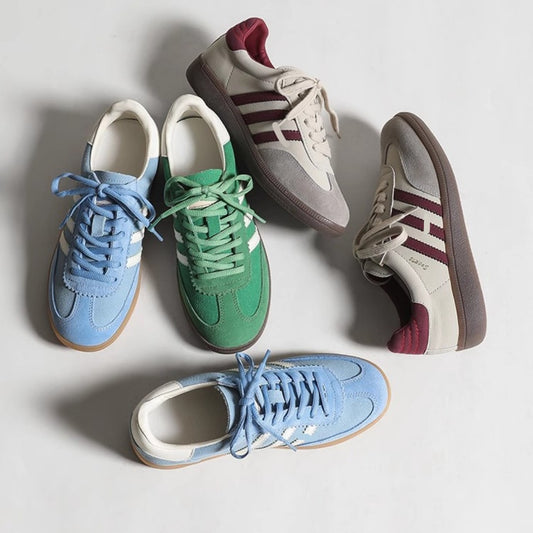 Women’s Retro Colorblock Sneakers – Raspberry Bear Classic Flat Casual Training Shoes