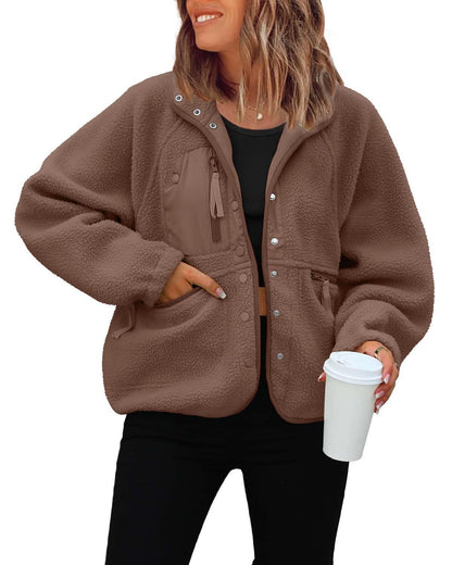 Women’s Fleece Jacket | Fall Winter Pullover Sweatshirt Coat for Casual & Sporty Wear