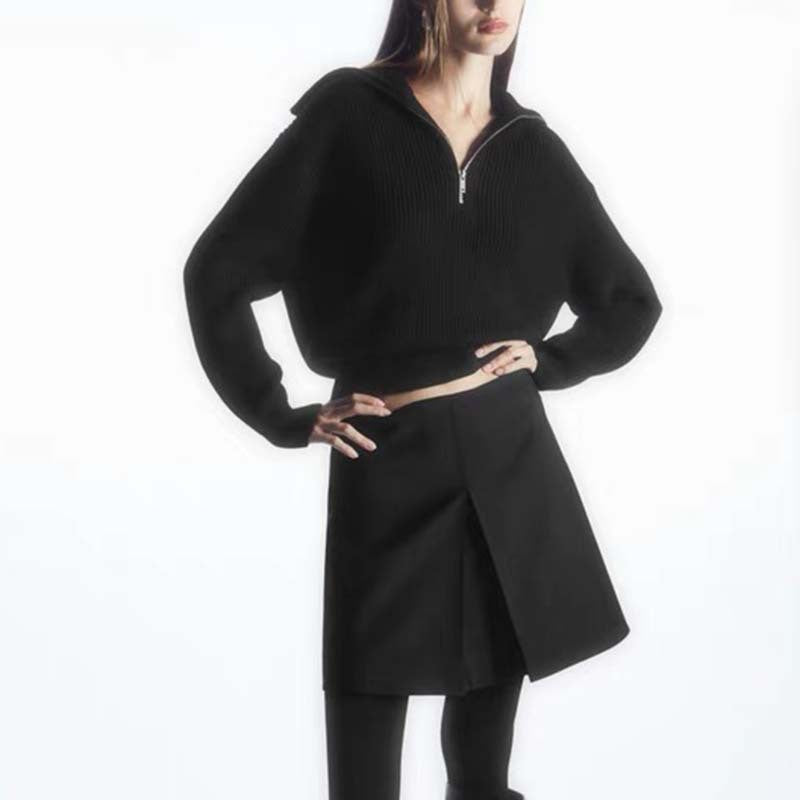 2025 Women’s Wool-Blend Sweater – Autumn Winter Thick Striped High-Neck Pullover