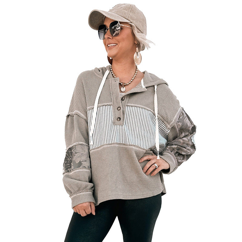 2025 Autumn New Arrival | Women’s Drawstring Hooded Sweatshirt – Trendy Graphic Print, Loose Fit, Long-Sleeve Pullover