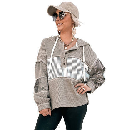 2025 Autumn New Arrival | Women’s Drawstring Hooded Sweatshirt – Trendy Graphic Print, Loose Fit, Long-Sleeve Pullover