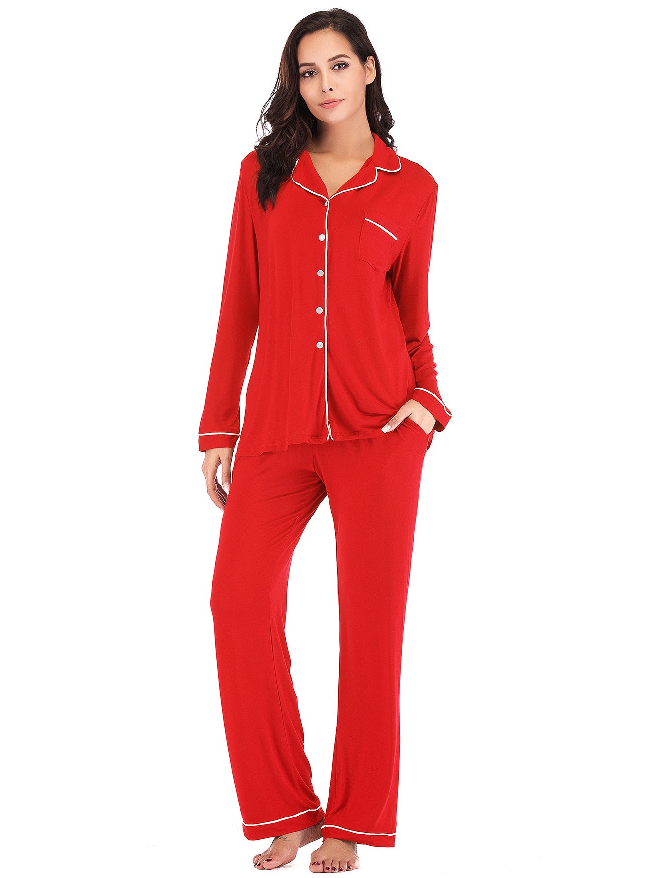 2025 Fall Winter Women’s Loungewear Set | Comfortable Modal Long Sleeve Top & Pants Pajamas