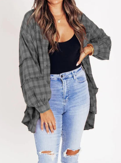 Autumn Fashion Tassel Cardigan | Loose Casual Plaid Shirt for Women