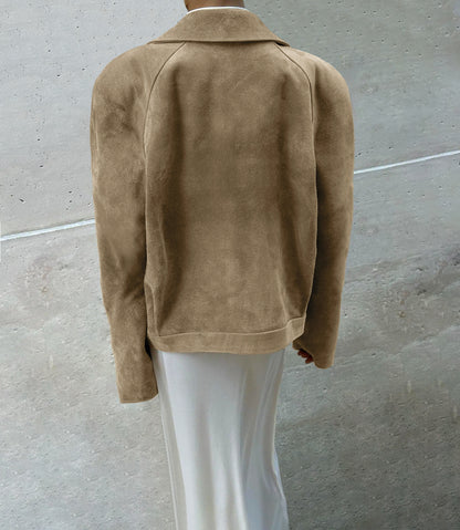 Autumn Winter 2025 Women’s Vintage Suede Blazer – Loose Fit Chic Office Jacket