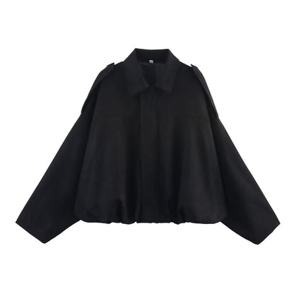 Women’s Suede-Look Bomber Jacket | Casual Turn-Down Collar Flight Jacket · Spring & Autumn