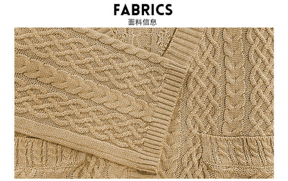 Fall Winter New Short Chunky Cable Knit Cardigan | Loose Fit Cozy Knit Sweater Jacket for Women