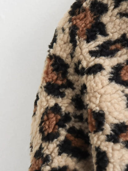 Women’s Autumn Winter Leopard Print Jacket | Casual Loose Fit Long Sleeve Outerwear