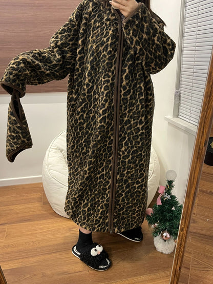 Striped Coral Fleece Hoodie Robe for Women | Thick & Warm Cozy Pajamas