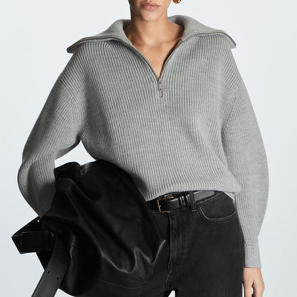2025 Women’s Wool-Blend Sweater – Autumn Winter Thick Striped High-Neck Pullover