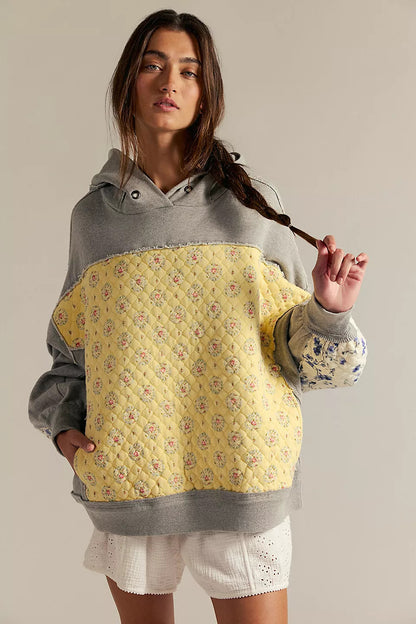 Women’s Embroidered Hoodie | Fall Winter Patchwork Pullover Casual Sweatshirt