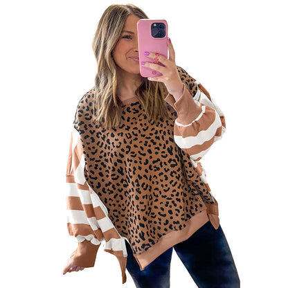 New Women’s Pullover Sweatshirt | Trendy Leopard Print Long Sleeve Top
