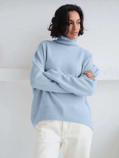 Thick Knit High Neck Sweater for Women | Fall & Winter Loose Fit Pullover