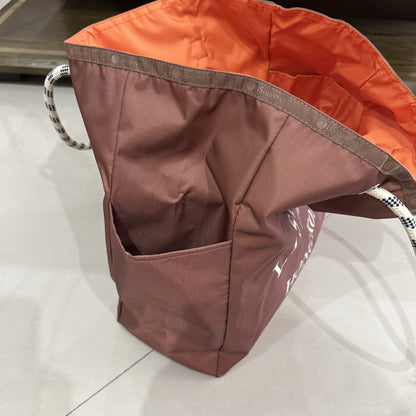 Handbag female letter printing nylon handbag large tote bag tote bag 1113 outer brown inner orange