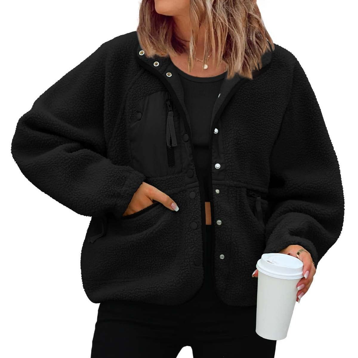 Women’s Fleece Jacket | Fall Winter Pullover Sweatshirt Coat for Casual & Sporty Wear