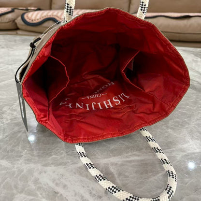 Handbag female letter printing nylon handbag small tote bag tote bag 1114 outer brown inner orange