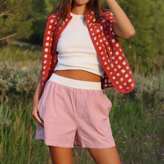 Plaid Fleece Vest for Women | New Sleeveless Stand Collar Vest