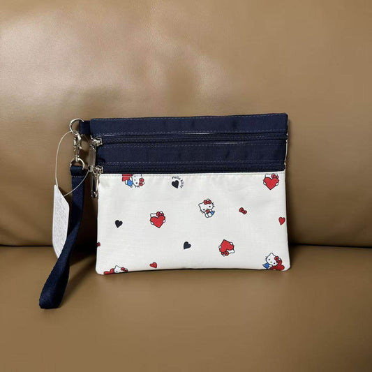 Women's hand rope, hand bag, two zippers, cosmetic bag, change bag, mobile phone bag.