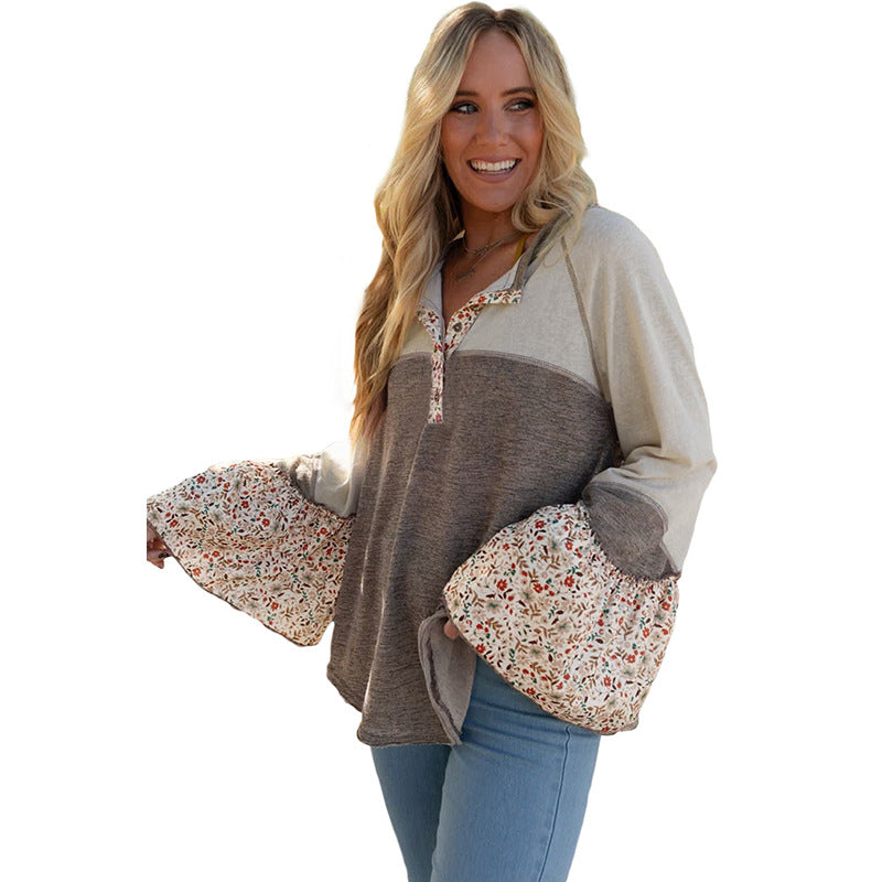 Fall New Women’s Sweatshirt – Casual Loose Pullover Long Sleeve Top with Multi-Color Print