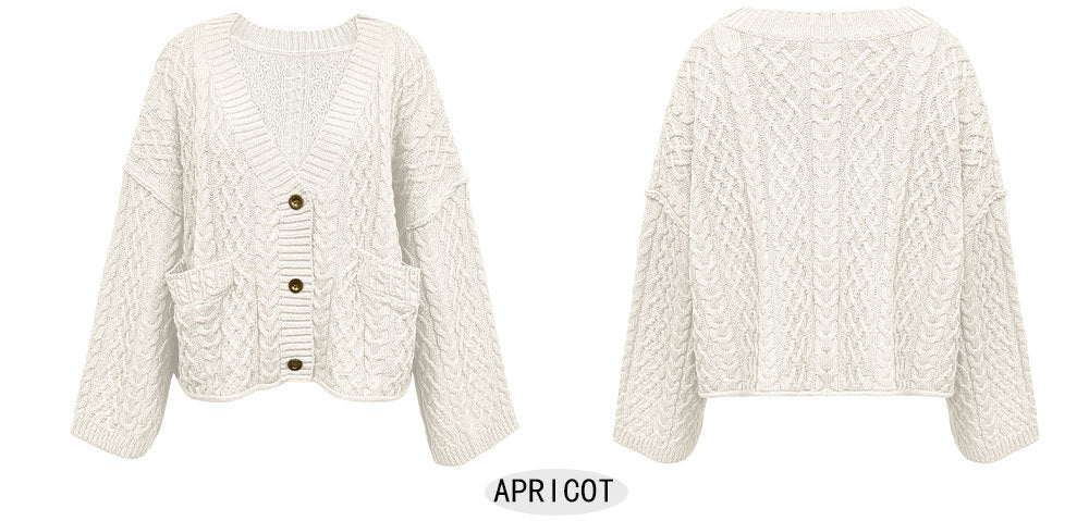 Fall Winter New Short Chunky Cable Knit Cardigan | Loose Fit Cozy Knit Sweater Jacket for Women