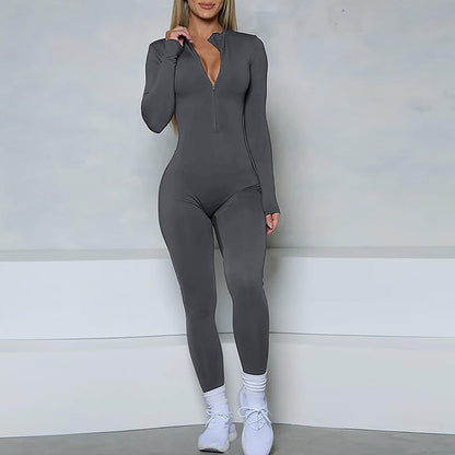 onesie high elastic zipper long sleeve yoga sports fitness running no embarrassment line onesie