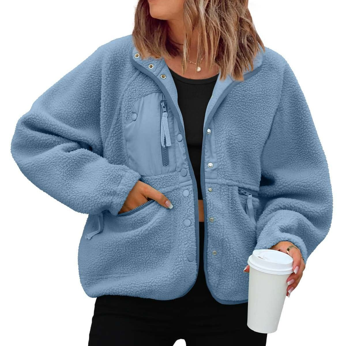 Women’s Fleece Jacket | Fall Winter Pullover Sweatshirt Coat for Casual & Sporty Wear