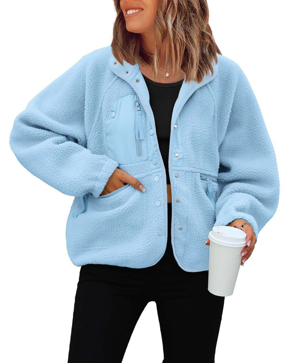 Women’s Fleece Jacket | Fall Winter Pullover Sweatshirt Coat for Casual & Sporty Wear